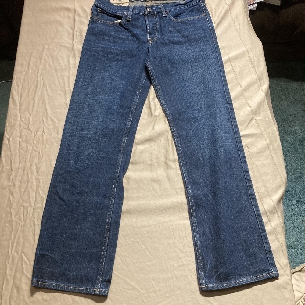 HOLLISTER Blue Denim Classic Straight JEANS Men's W31xL30 Button Fly 100% Cotton